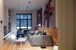 简约艺术风小户型单身公寓客厅设计装修图