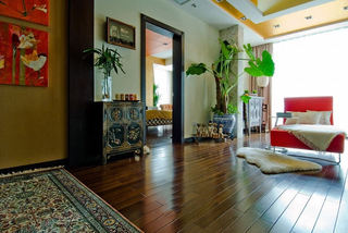 复古东南亚家居木地板装饰效果图