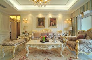 金色奢华宫廷欧式风格客厅背景墙设计