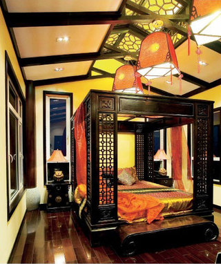 豪华古典中式风格卧室黑檀床设计图