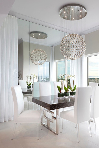 纯净最新时尚现代家居餐厅水晶球吊灯装饰欣赏图