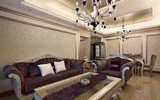 时尚精致欧式新古典客厅沙发背景墙效果图