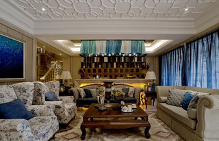 优雅复古美式地中海复式客厅装饰大全