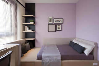 紫色唯美现代卧室多功能床设计装修图