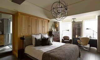 复古美式设计卧室实木床头柜效果图