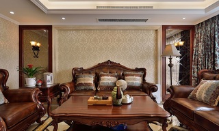 欧式古典风格客厅沙发背景墙装饰图