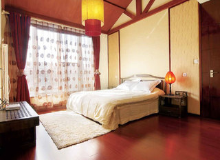 新中式风格卧室窗帘装饰效果图