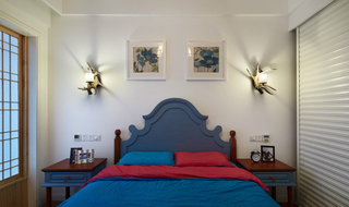 简约美式复古地中海风格卧室软装效果图
