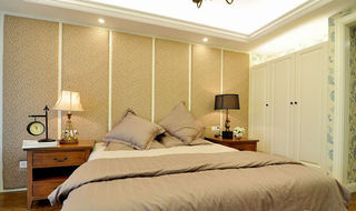 古典美式卧室床头背景墙装潢欣赏图