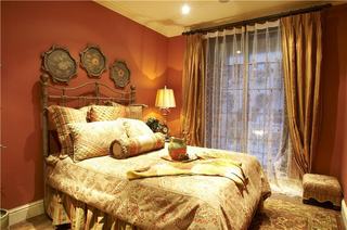 复古欧式卧室橘色背景墙设计