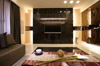 现代家装设计客厅大理石电视背景墙装饰效果图