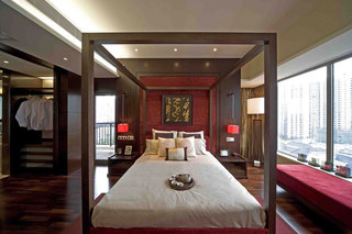 浪漫新古典卧室中式床装潢布置欣赏