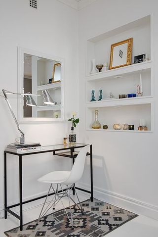 纯净白北欧公寓小书房装饰效果图片