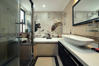现代新古典混搭卫生间水墨画背景墙欣赏