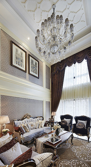 欧式古典奢华客厅软装装饰效果图