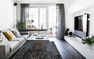 超简洁设计现代单身公寓客厅隔断装饰图