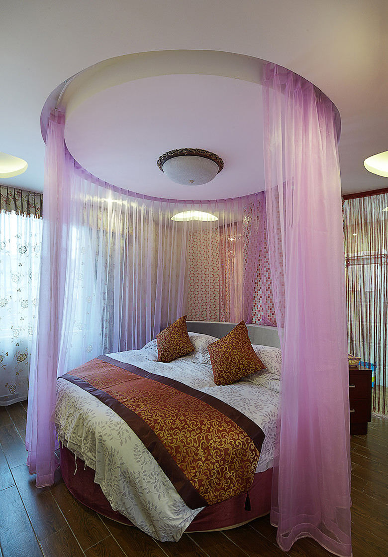 罗曼蒂克地中海风格卧室圆形床帐装饰效果图