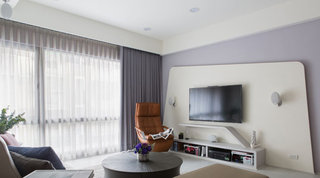 浪漫浅紫色现代风客厅电视背景墙装饰设计