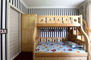 时尚北欧风格儿童房原木双人床图片欣赏