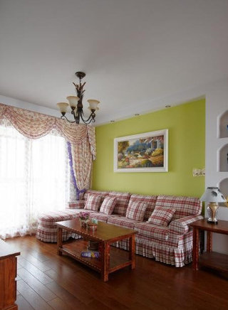 古朴清新田园地中海风格客厅布艺沙发装饰效果图