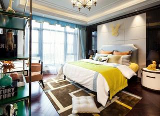 时尚简欧设计风格别墅卧室床头背景墙效果图