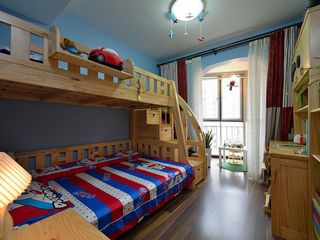 经典美式风格儿童房双人床效果图