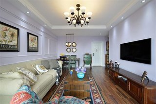 美式风格淡紫色客厅设计效果图