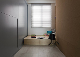 现代极简主义卧室炕床设计效果图