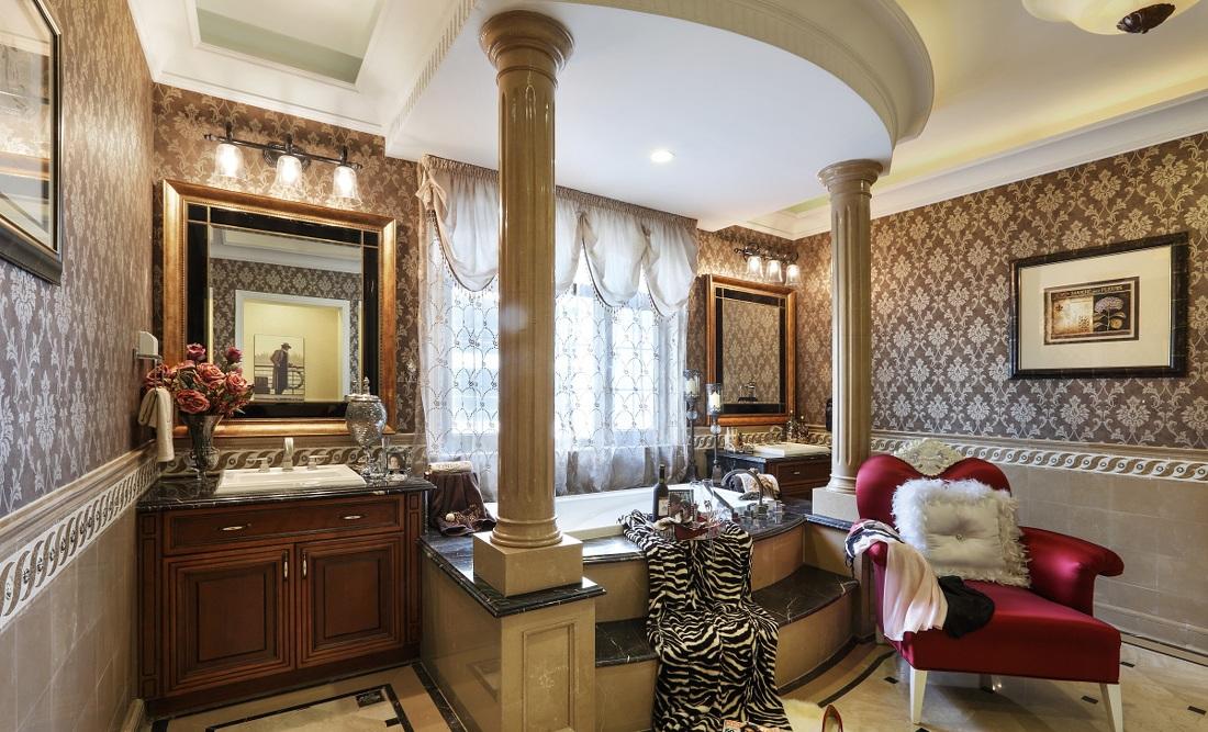 豪华欧式古典风格别墅卫生间柱式设计装修效果图
