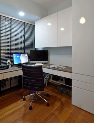 素雅现代简约风格公寓书房转角电脑桌设计图