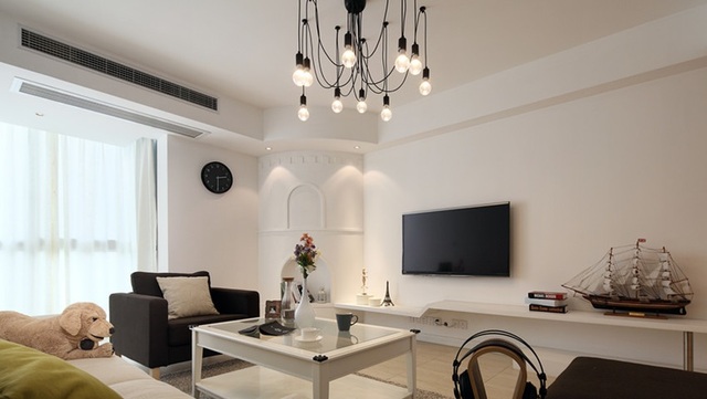 简约北欧纯白电视背景墙效果图4/7