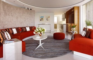 休闲现代家装客厅弧形背景墙效果图