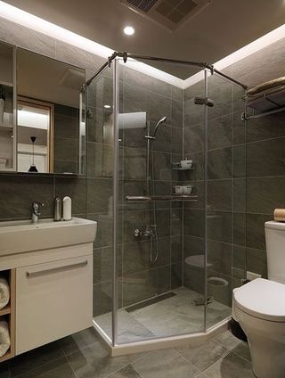时尚现代北欧风格卫生间黑色淋浴房效果图片