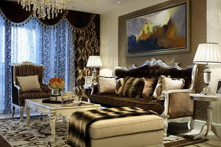 奢华新古典欧式客厅沙发背景装饰设计