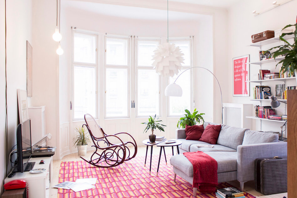 粉色北欧风格二居室装修设计效果图