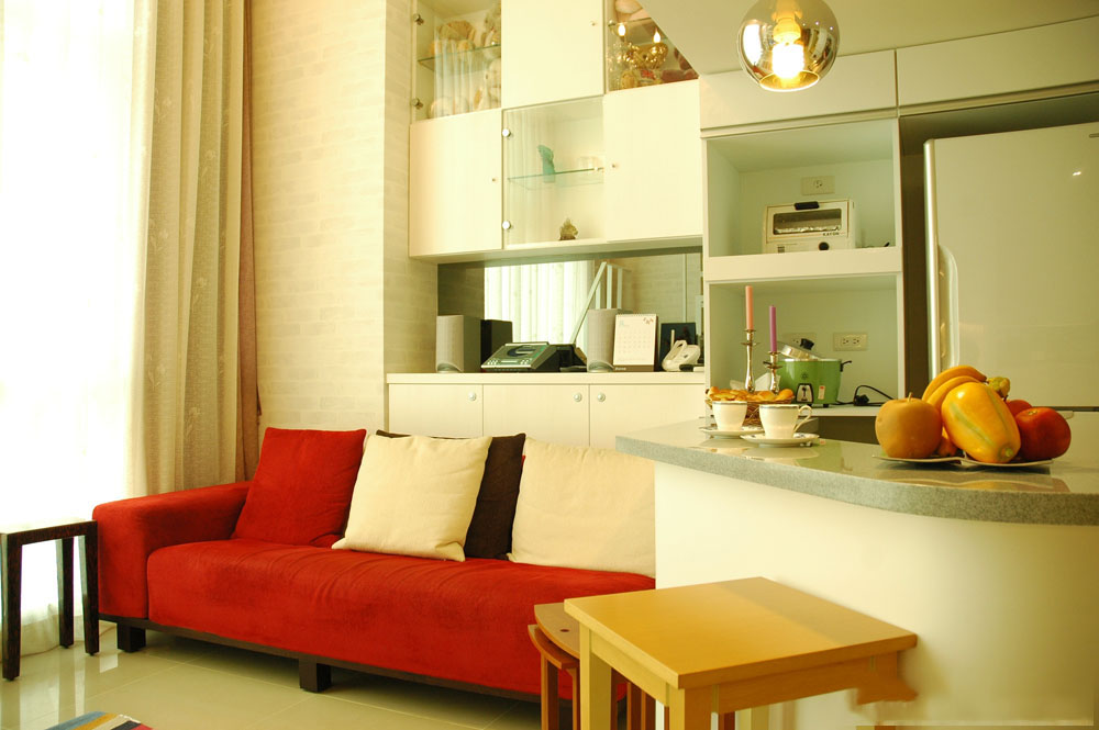 温馨简约时尚小户型复式客厅沙发装饰效果图