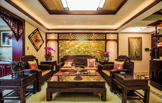 中式古典儒雅客厅木质家具设计装饰图
