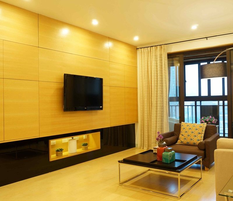 金黄简洁北欧风格三居客厅设计装修图