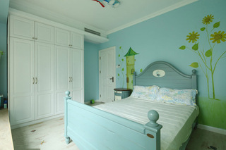 蓝色童趣美式简约儿童房设计图大全