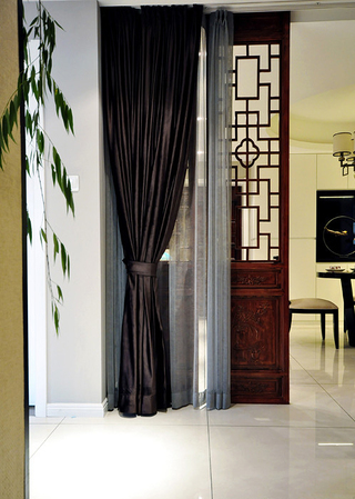 新中式古典主义风格别墅室内窗帘装饰欣赏图