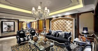 奢华新古典欧式客厅沙发软包背景墙效果图