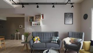 现代简约风格客厅灰色小沙发效果图