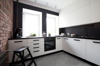 黑白时尚简约厨房橱柜装修图片