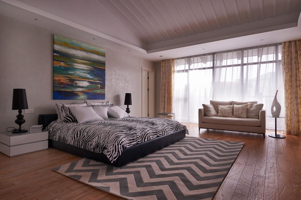 后现代设计风格别墅卧室软床效果图