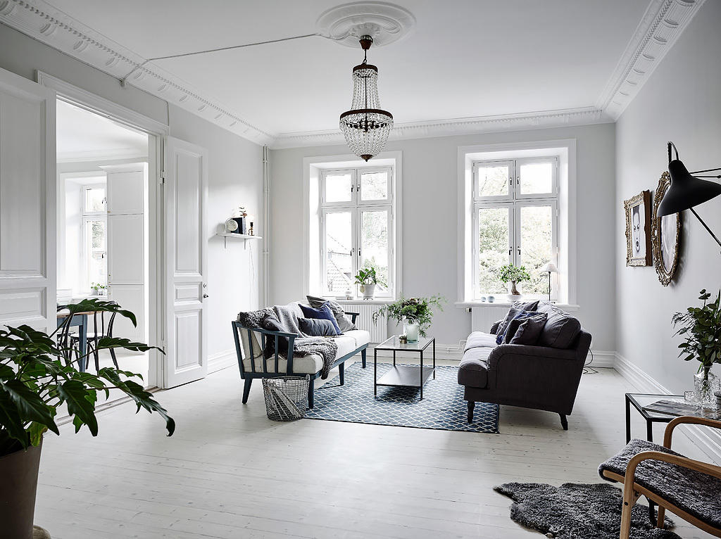 纯净时尚极简北欧风格三居客厅设计装修效果图