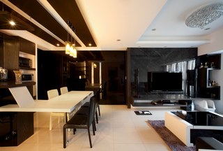 78平时尚黑现代简约风格二居室装修效果图