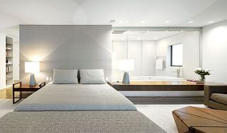 素色纯净简约现代公寓卧室效果图