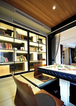 儒雅新中式书房书柜设计装修图