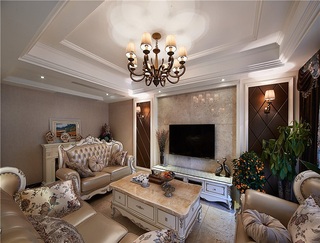 甜美浪漫欧式风格复式客厅设计装修图