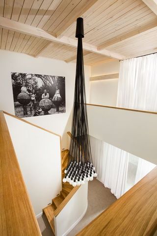 个性创意北欧风LOFT原木楼梯吊顶效果图